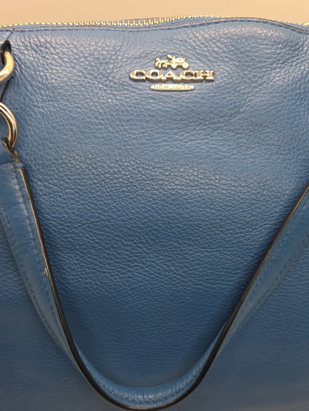 Coach Small Kelsey Cobalt Blue Pebbled Leather Shoulder Bag